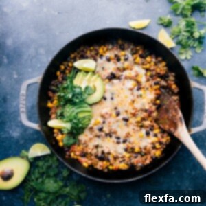 Finished Green Chile Ground Turkey skillet, garnished with cilantro