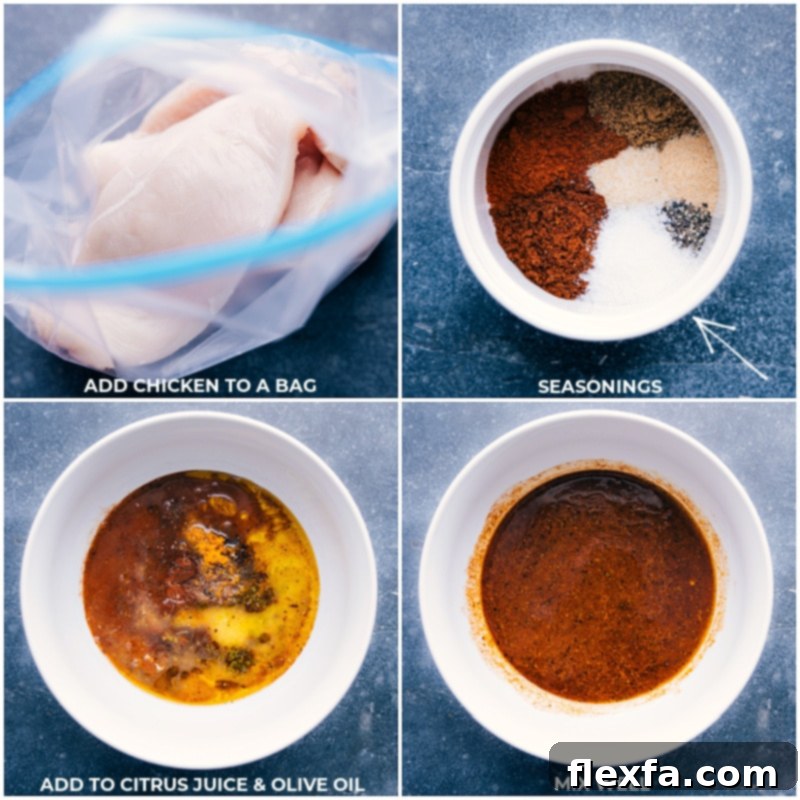 Process shots--making the chicken marinade 