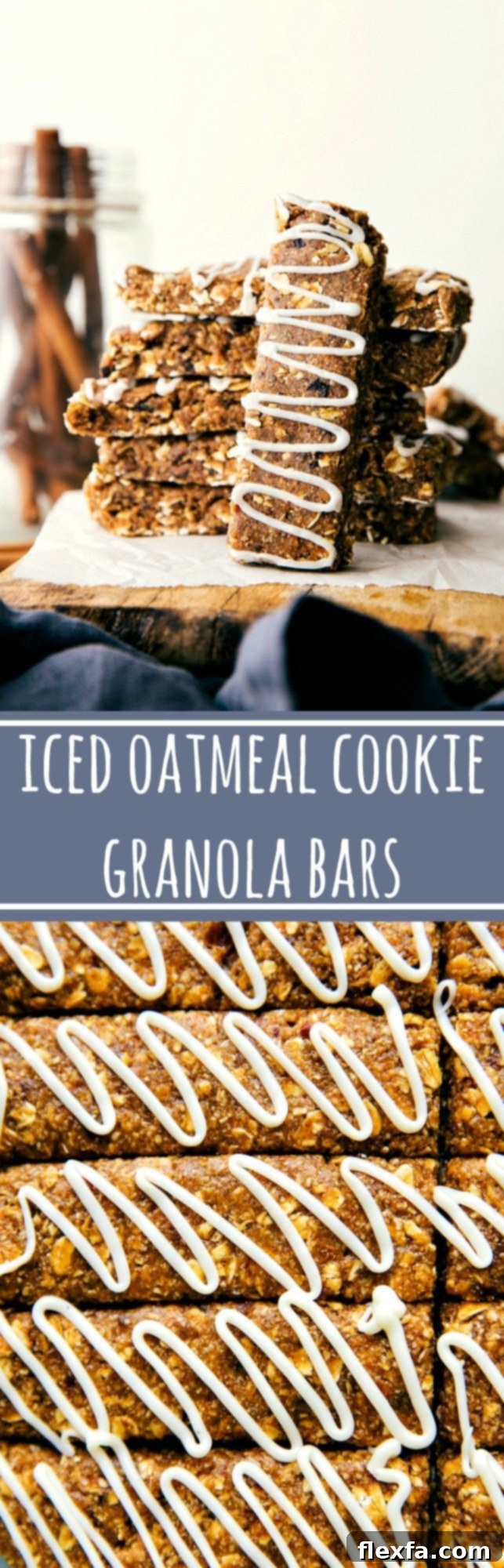 Easy to make (no baking!) soft and chewy granola bars made to taste like an iced oatmeal cookie