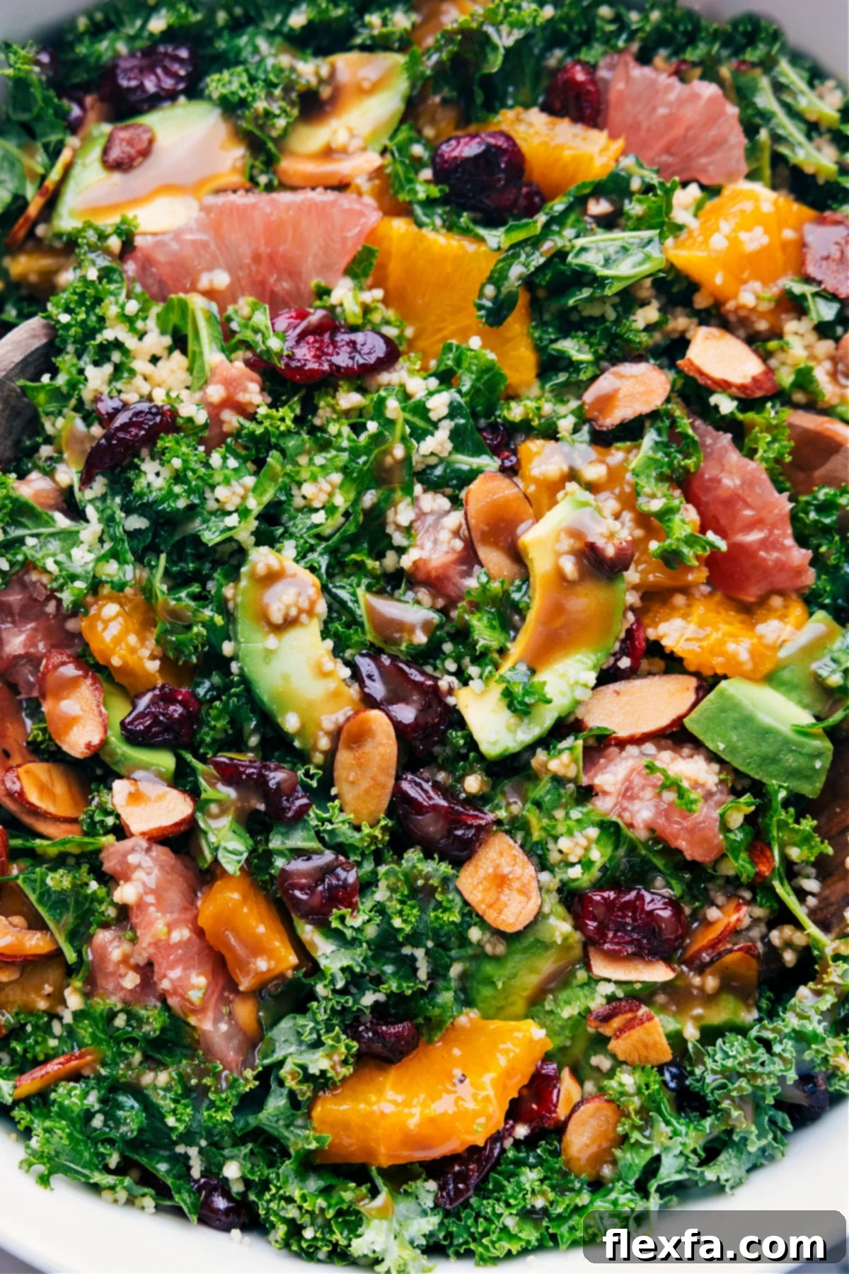 The fully assembled and dressed Grapefruit Salad in a bowl, showcasing its vibrant ingredients and inviting presentation, ready to be served and enjoyed.