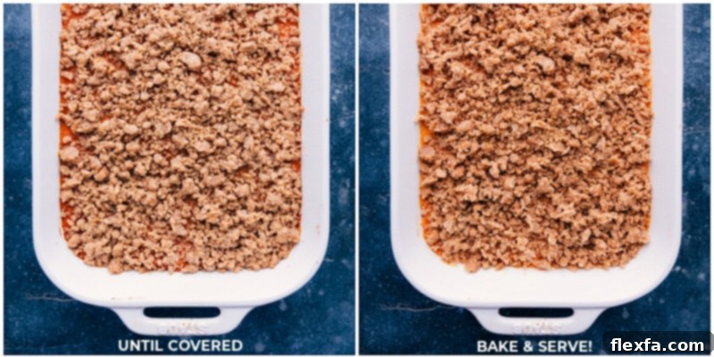 Image of the sweet potato casserole baking in the oven