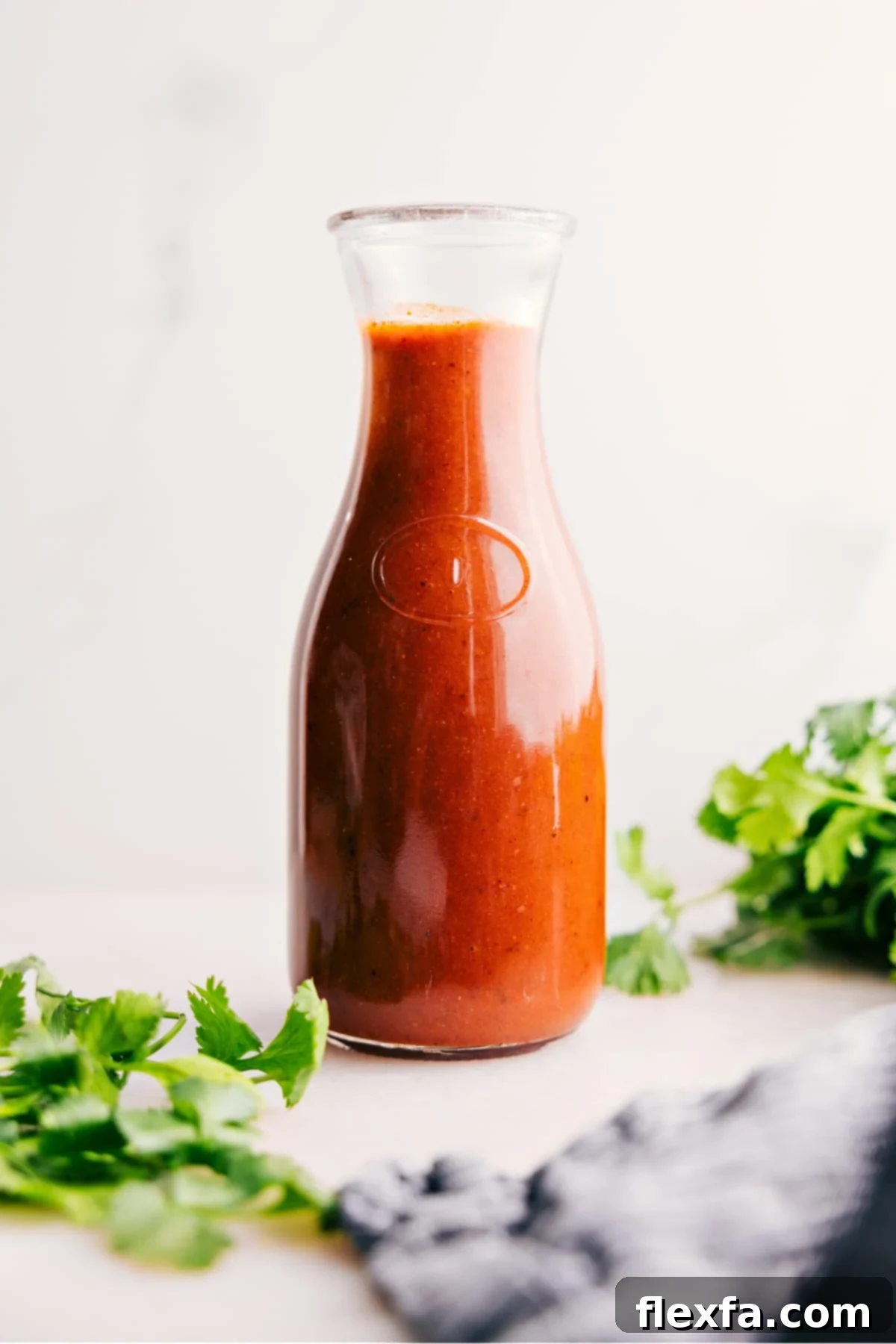 A jar of freshly made homemade enchilada sauce, vibrant red and ready to be used in delicious recipes.