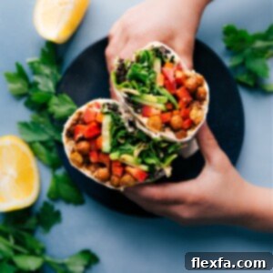 Chickpea Hummus Wraps 2 A perfectly rolled Hummus Wrap, showing its delicious filling, ready to be enjoyed.