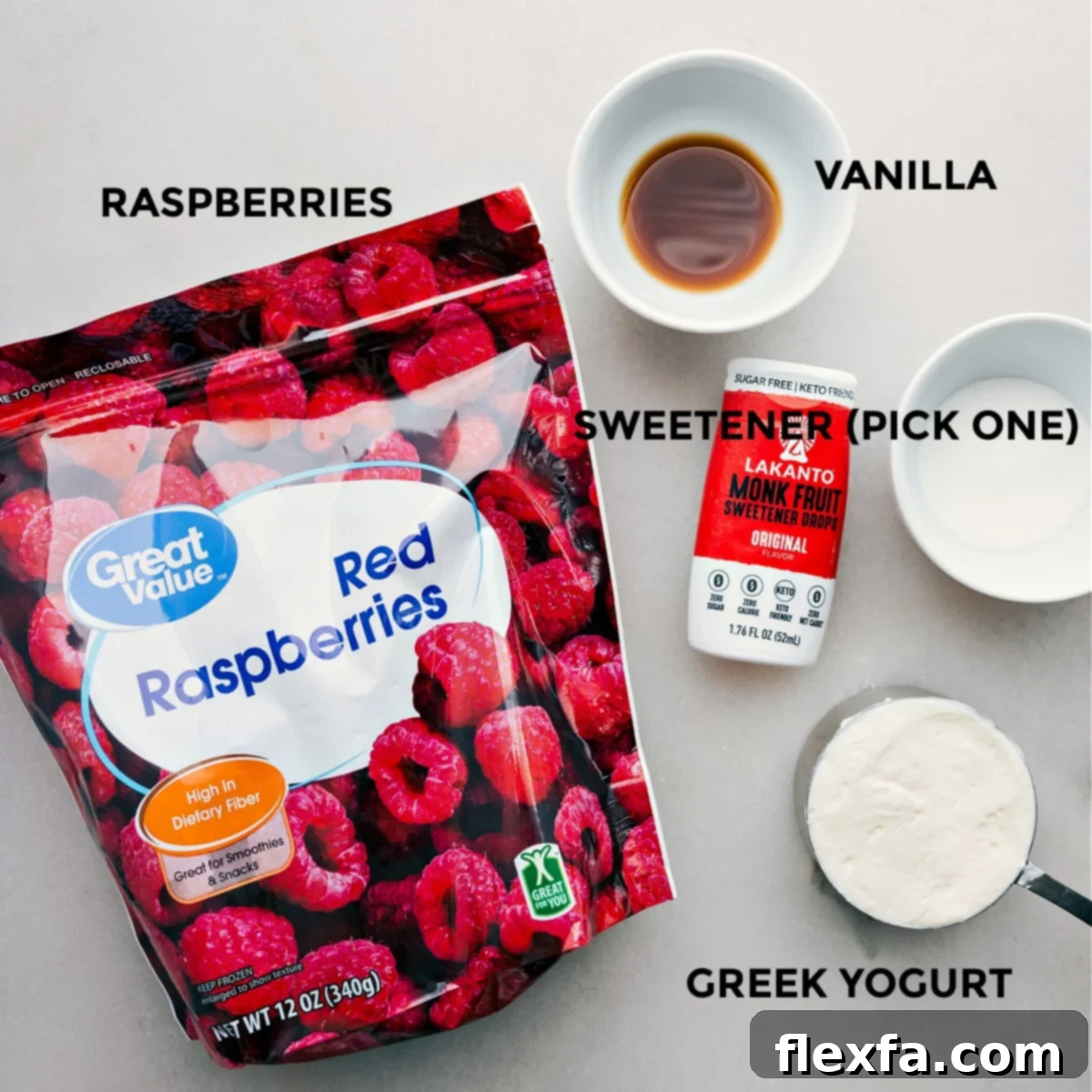 All the ingredients in this recipe prepped out for easy assembly.