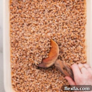 A dish of perfectly cooked farro, ready to be served.