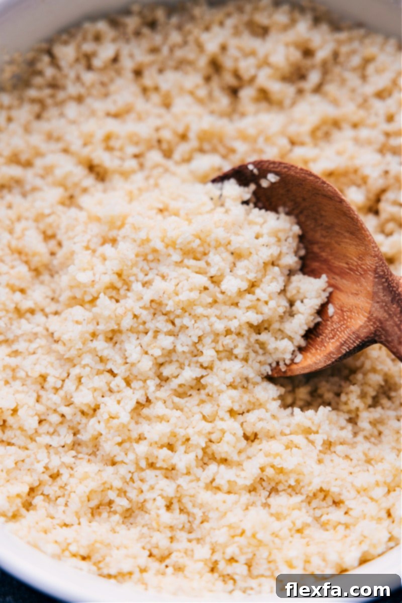 Up-close overhead image of the How to Cook Bulgur Wheat recipe ready to be served