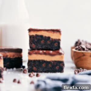 A perfectly cut Buckeye Brownie showing its distinct layers.