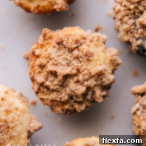 Close-up image of streusel, a crumbly topping made with flour, sugar, and butter.
