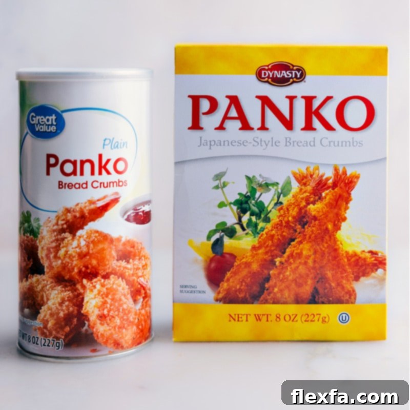 Close-up image of fluffy and distinct Panko breadcrumbs, highlighting their unique flaky texture