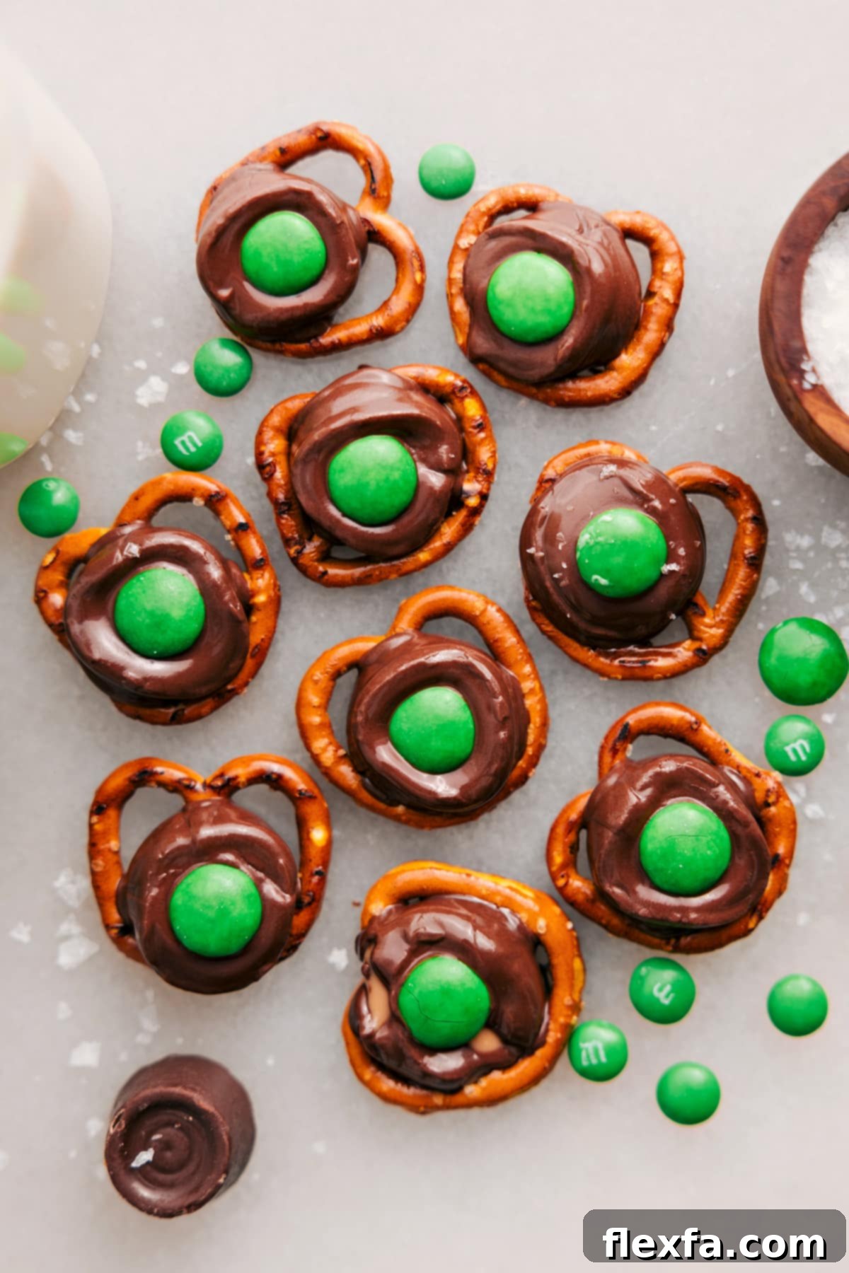 Simple and delicious 3-ingredient Leprechaun Thumbprints with green M&Ms—serve and enjoy!