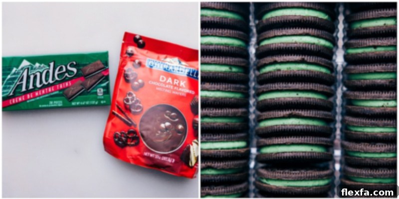 Ingredient shot showing quality chocolate and a package of Mint Oreo cookies, essential for these truffles.