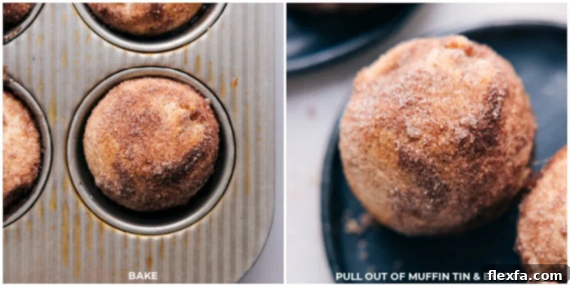 A batch of Empty Tomb Rolls baking in a muffin tin, achieving a perfect golden-brown hue as the marshmallows melt inside and the dough puffs up.