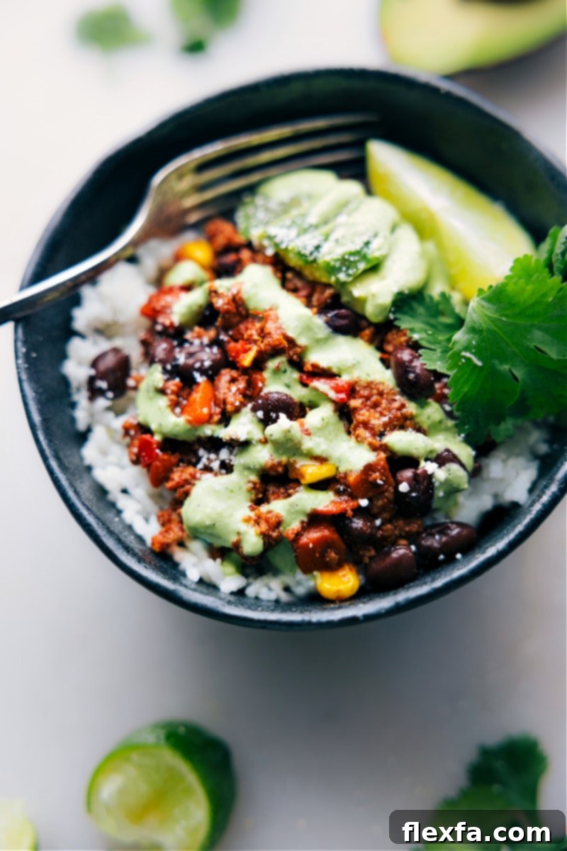 Overhead image of the Turkey Lettuce Wraps filling served in a bowl, illustrating an alternative serving suggestion for a hearty meal.