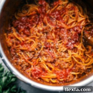 Instant Pot Spaghetti finished and ready to be served