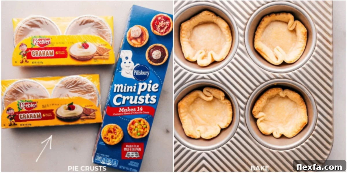 A selection of ready-to-use mini pie crusts and a raw pastry crust, offering versatile options for a Dessert Pie Bar.
