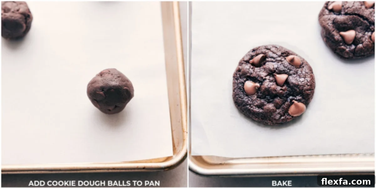 Adding the dough balls to the pan and baking to perfection.