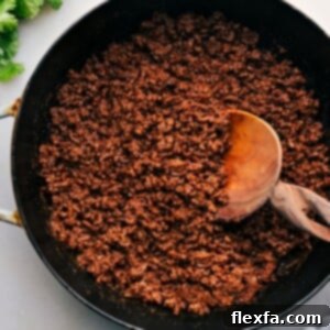 Taco meat recipe in the pan ready to be served.