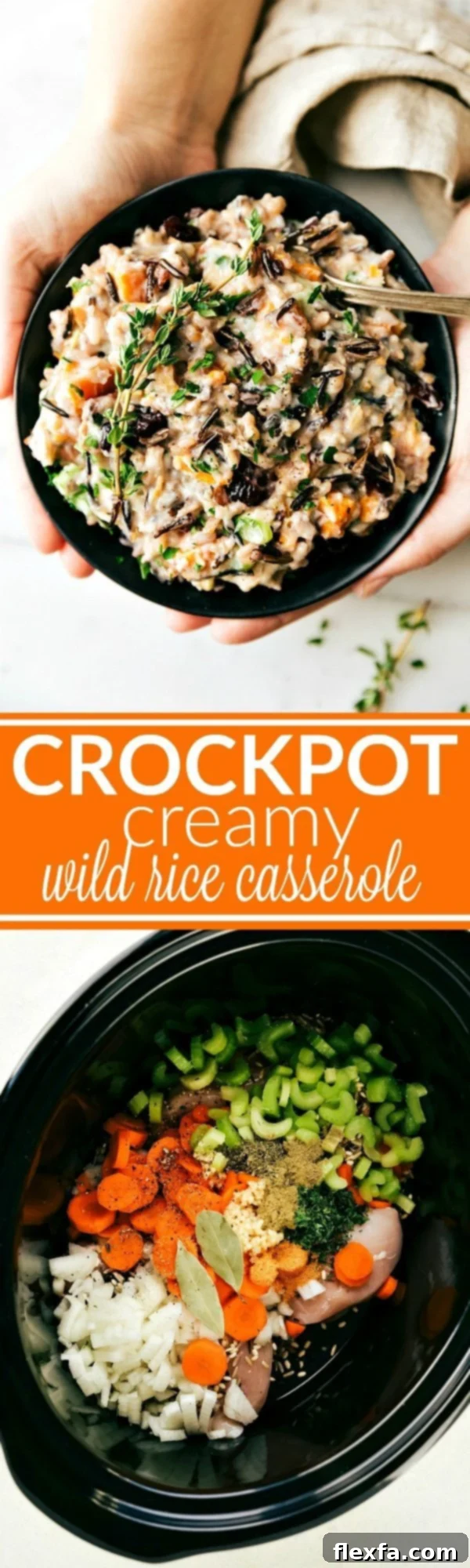 Hearty Crockpot Creamy Chicken and Wild Rice Casserole, a simple and delicious slow cooker meal perfect for families.