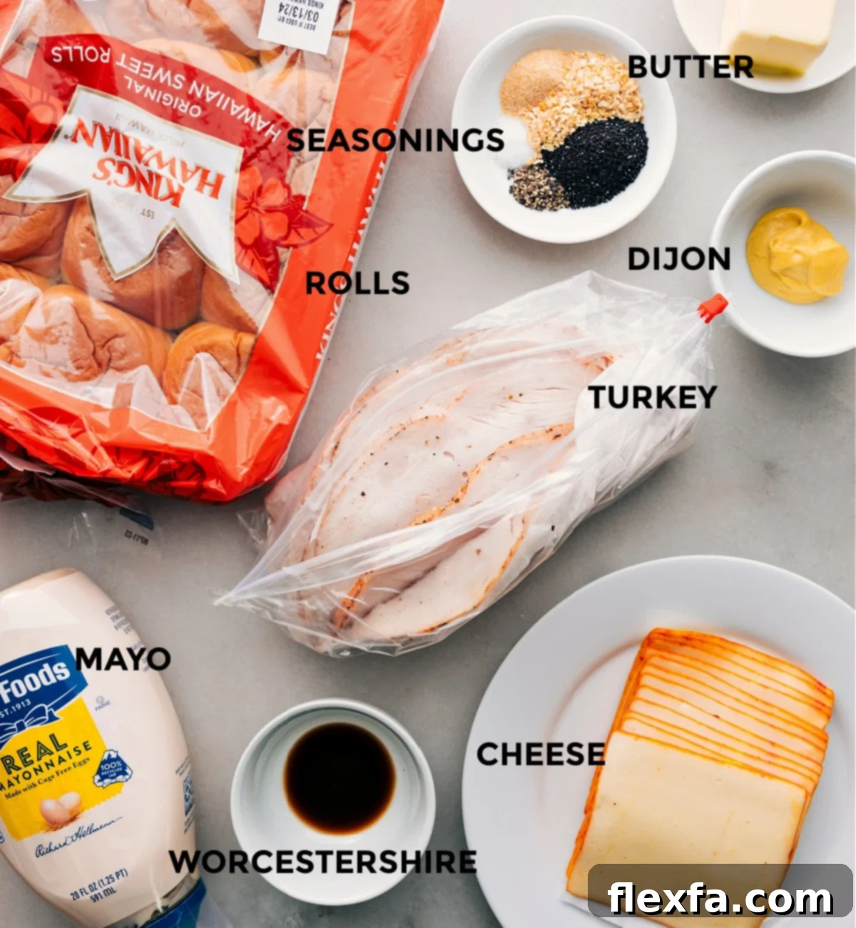 All the fresh ingredients for making turkey sliders, prepped and ready for assembly.