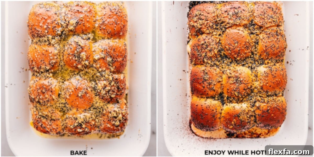Turkey Sliders shown before and after baking, highlighting the transformation.