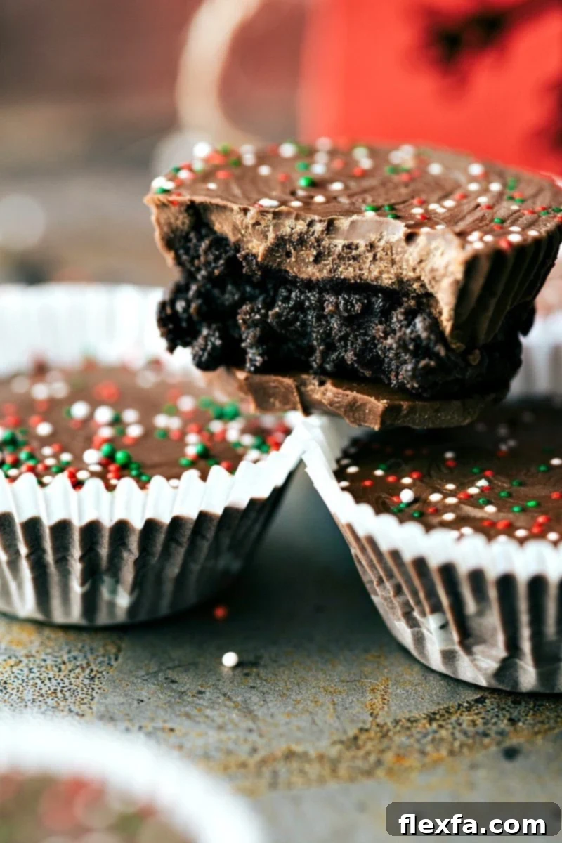 Thin Mint Oreo Cups, layered chocolate-mint treats with sprinkles.