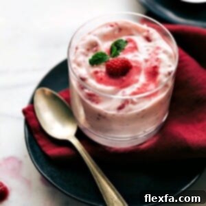 Close-up of Raspberry Fluff in a bowl, showing its creamy texture