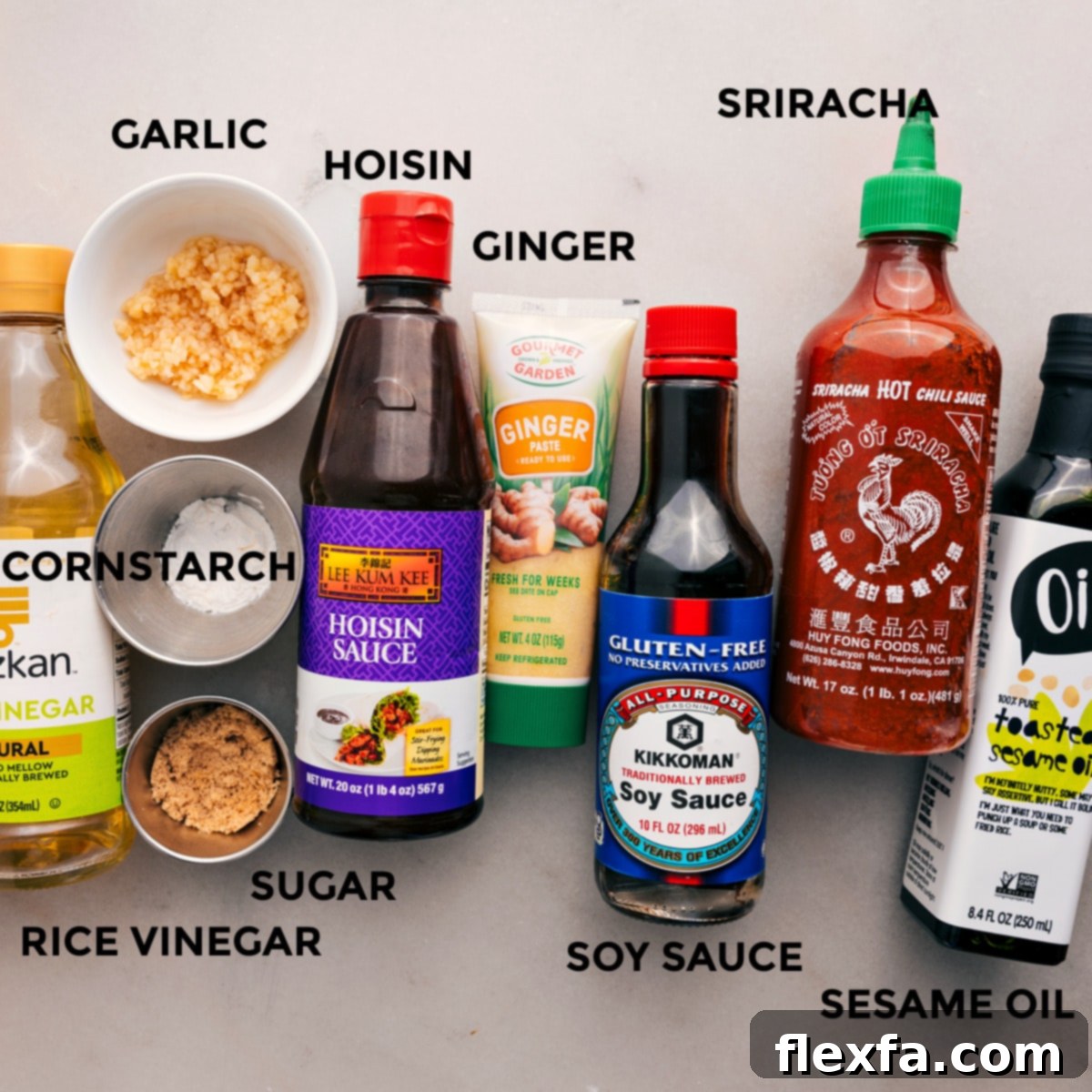 Crafting the Perfect Asian Ground Beef Sauce All the essential sauce ingredients for your Asian Ground Beef are prepped and neatly arranged, ready to be whisked together for a flavorful dressing.