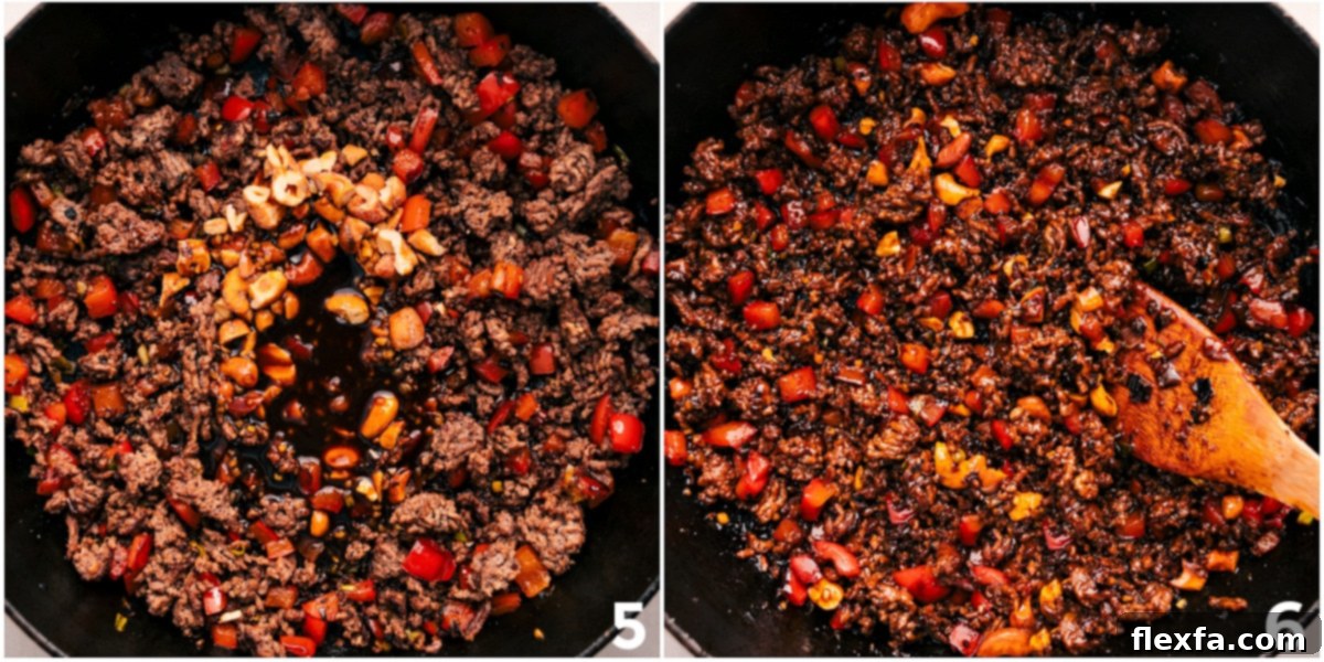 Saucy and Flavorful Cashew Asian Ground Beef The rich sauce and crunchy cashews are carefully folded into the browned ground beef mixture, creating a tantalizing Asian Ground Beef.