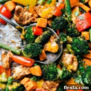 One Pan Healthy Chicken and Veggies, a complete and balanced meal ready for cooking.