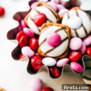 Sweet & Simple Valentine Surprises 4 Heart Hug Pretzels with Valentine's M&M's