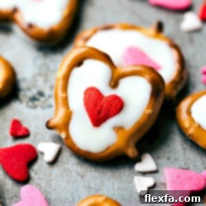 Sweet & Simple Valentine Surprises 8 White Chocolate Heart Pretzels with heart sprinkles
