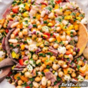 A bowl of delicious Dense Bean Salad, ready to be served.