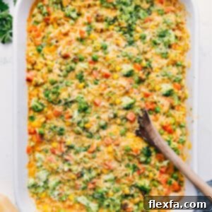 Finished Chicken Orzo Bake ready for serving