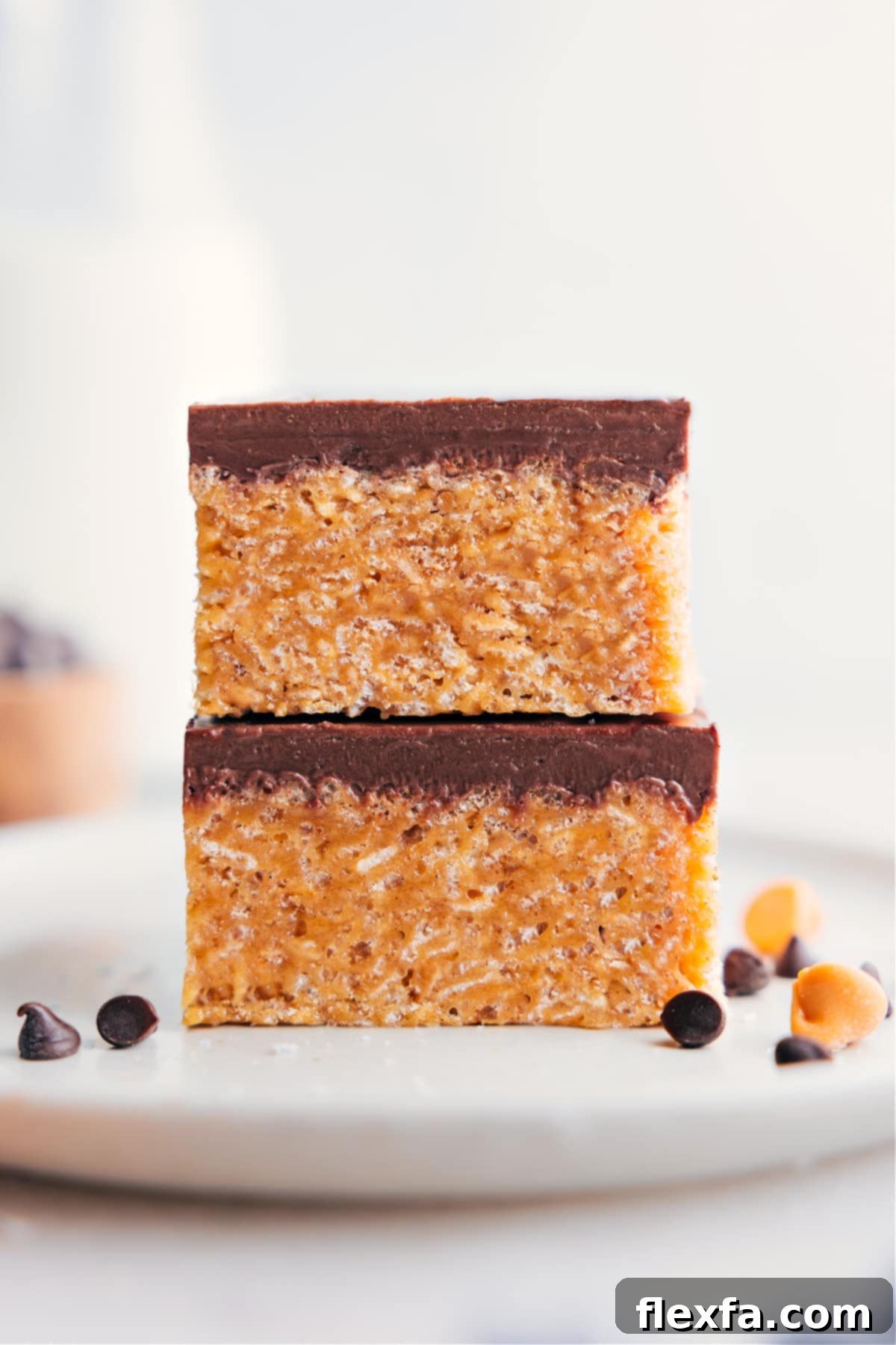 Two Scotcheroos bars stacked on top of each other.