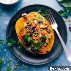 Stuffed Acorn Squash, a delicious and healthy vegetarian meal ready to eat.