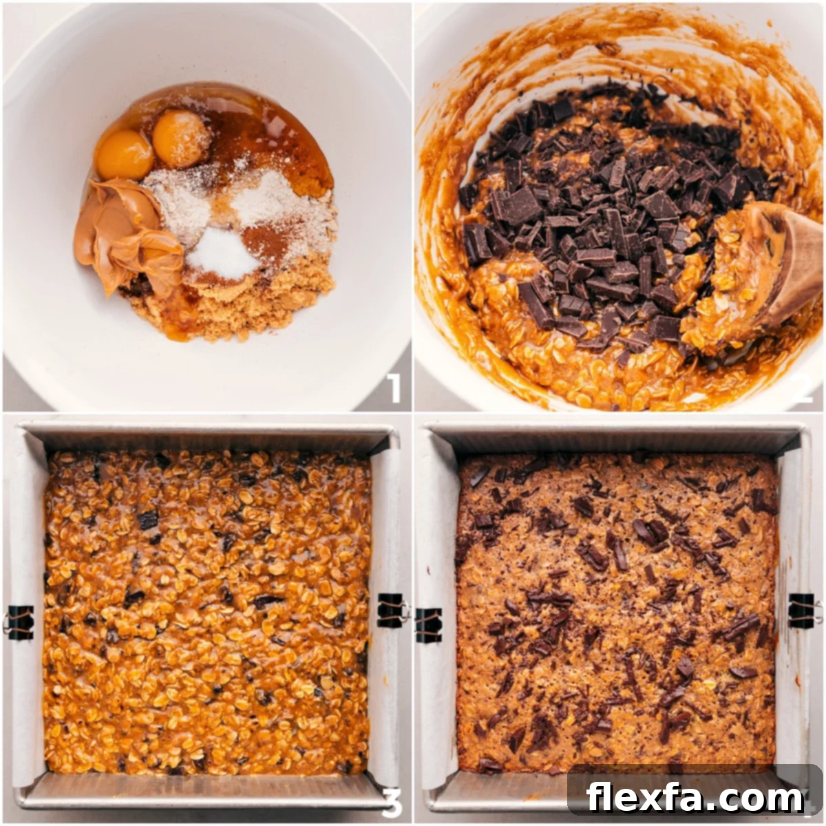 Easy Steps To Make Homemade Oatmeal Breakfast Bars All the ingredients for oatmeal breakfast bars mixed in one bowl, spread evenly into a parchment-lined pan, and baked into golden-brown, wholesome bars.