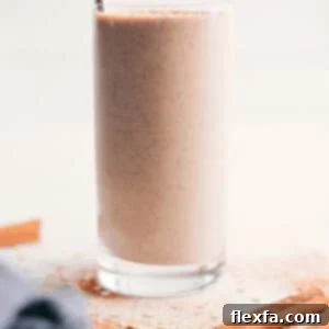 Delicious Oatmeal Smoothie in a glass, ready to drink.