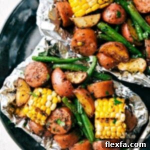 Cooked Foil Pack Garlic Butter Sausage & Veggies