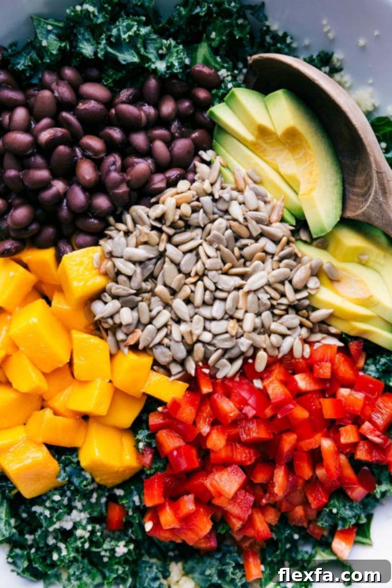 Dish full of the vibrant ingredients, unmixed.