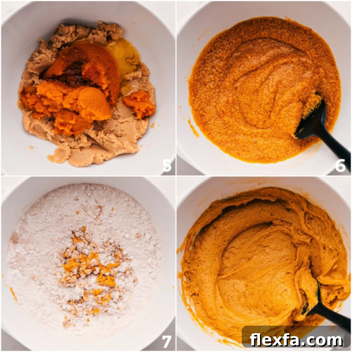 The perfectly mixed pumpkin cookie dough, ready to be scooped and baked, promising a delightful fall treat.