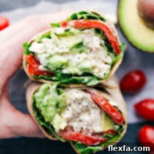 Chicken Salad Wrap cut open to show the interior.