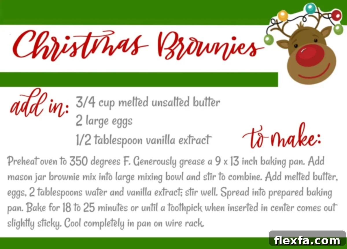 The free Christmas brownies printable for Mason jar gifts.