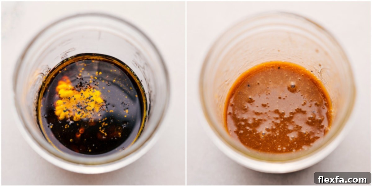 Add all the dressing ingredients to a mason jar and mix them together.