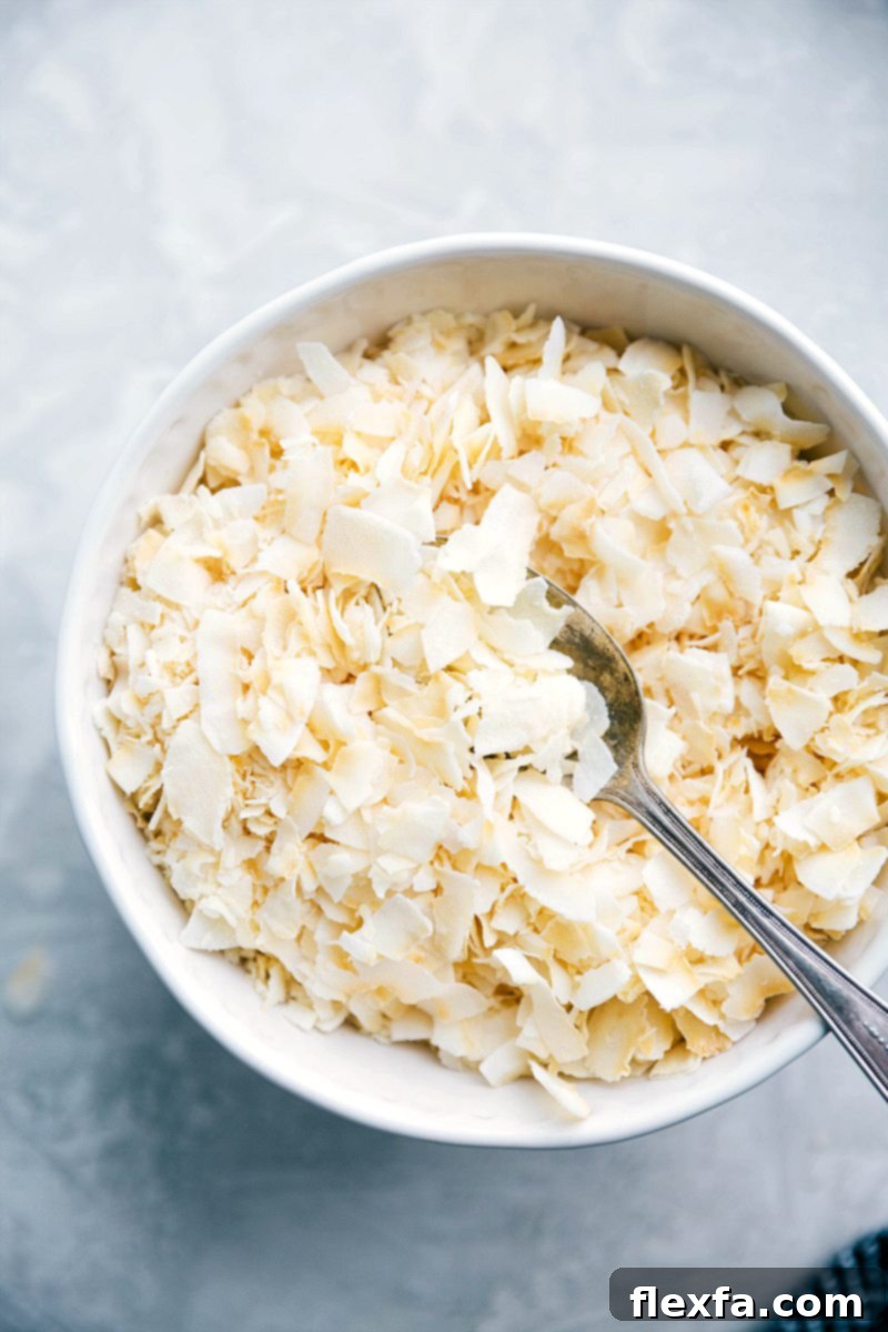 Coconut flakes used to top this dish.