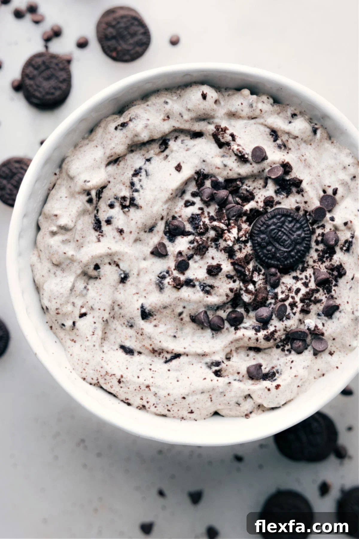 Delicious Oreo Fluff Dessert Oreo Fluff in a bowl, ready to be enjoyed.