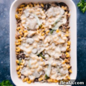 A dish of Philly Cheesesteak Pasta, ready to be served.
