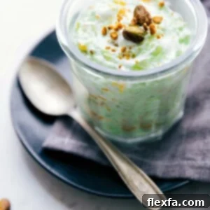 Creamy Pistachio Dream Salad 7 Finished Watergate Salad topped with pistachios, ready to enjoy.