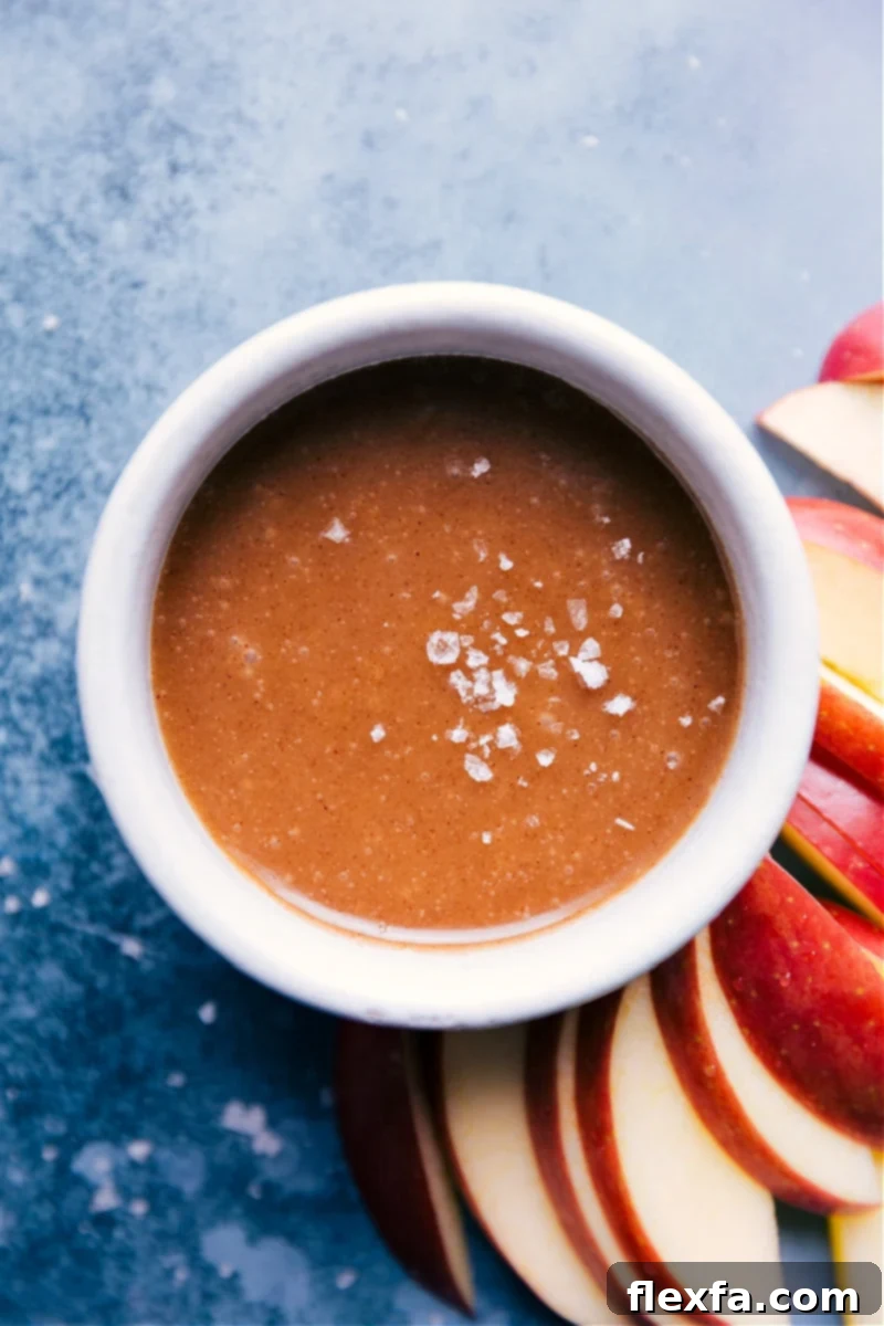 Bowl of Healthy Caramel Sauce with a spoon
