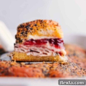 Delicious Turkey Cranberry Sliders with a golden-brown top, ready to serve.