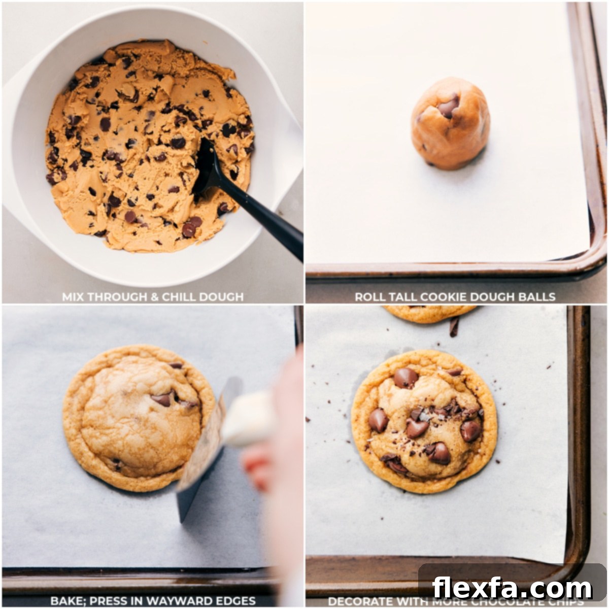 Tropical Chocolate Chip Delights 5 A delicious stack of coconut oil chocolate chip cookies, garnished with chocolate chips and a delicate sprinkle of sea salt, invitingly presented.